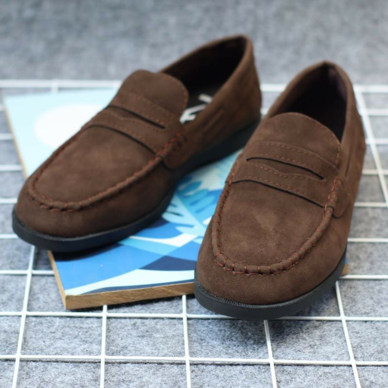 bungkusuku - Sepatu Pria Casual Slip On Pria Kulit Sintetic Loafers Tali Kasual Slop Main Santai Kerja Kondangan