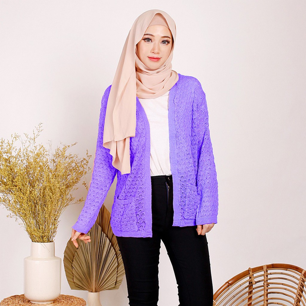 CARDIGAN RAJUT POPCORN - ATASAN RAJUT WANITA