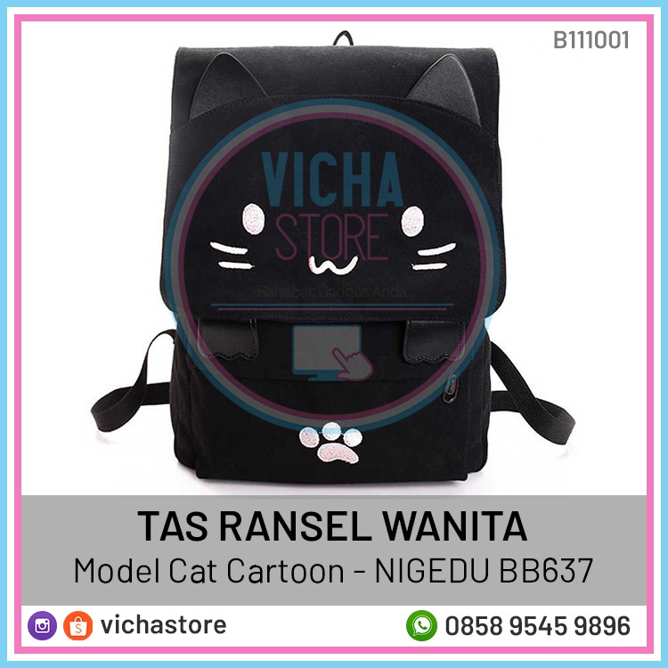 Tas Ransel Wanita - Model Cat Cartoon - NIGEDU BB637