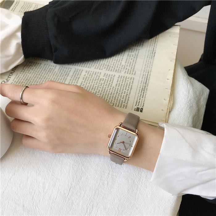 ✅COD [BBS] Jam Tangan Analog Wanita Kotak Tali Kulit Gaya Korea Import Premium Grosir