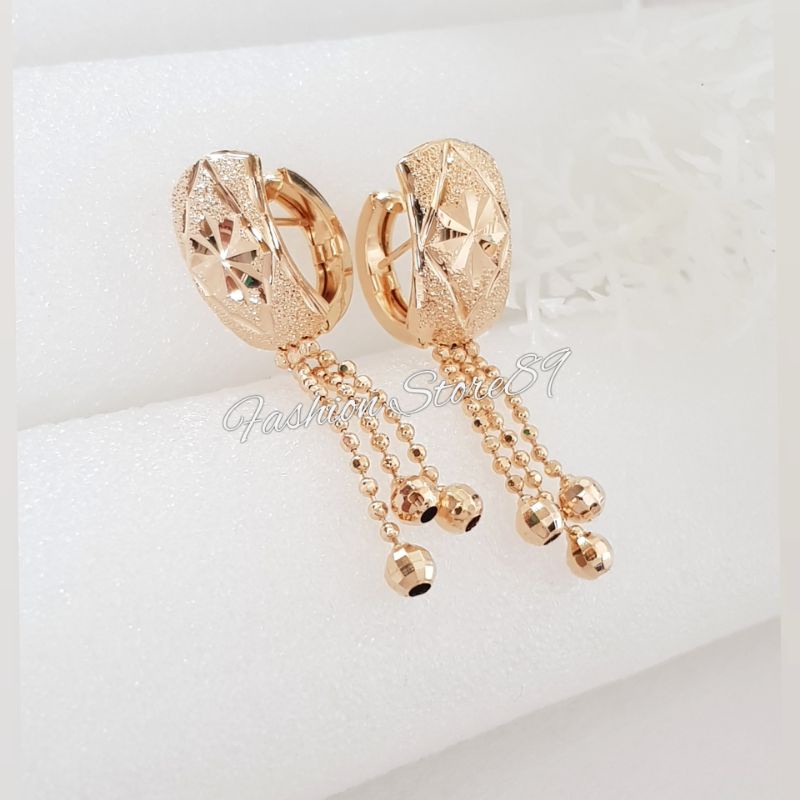 Anting Klip Jurai Xuping impor Lapis Emas Fashion impor Gold Silver impor