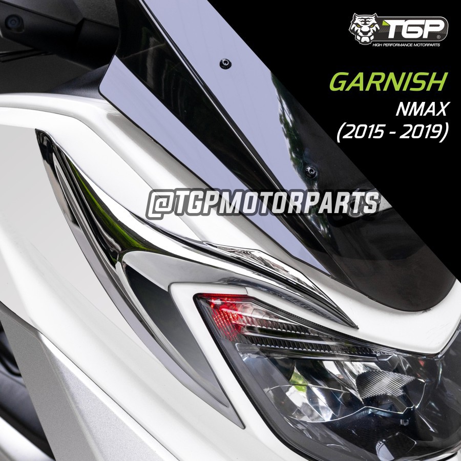 GARNISH LIST LAMPU DEPAN NMAX 2015 2019 TGP MOTOR VARIASI BLACK CHROME