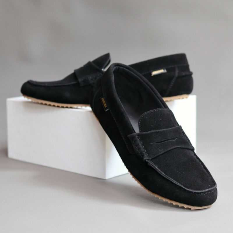 NOAH | Sepatu Pria Kasual Santai Original Loafer Kulit Suede Slop Formal Kerja Kantor