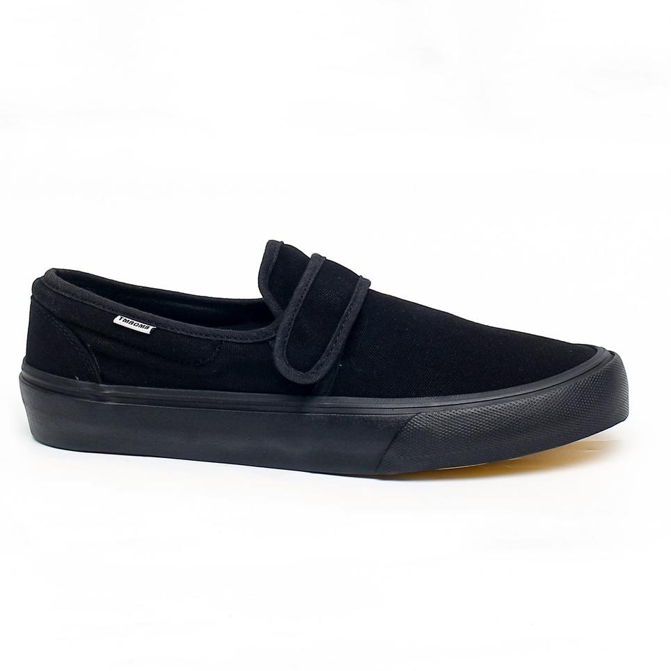 Harga Spesial.. SEPATU TIMEBOMB VULCANIZED | SLIPON VELCRO V6 | FULL BLACK
