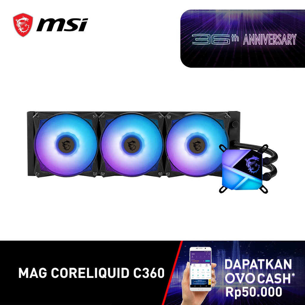 Jual MSI MAG CORELIQUID C360 ARGB - CPU Cooler Liquid Fan | Shopee