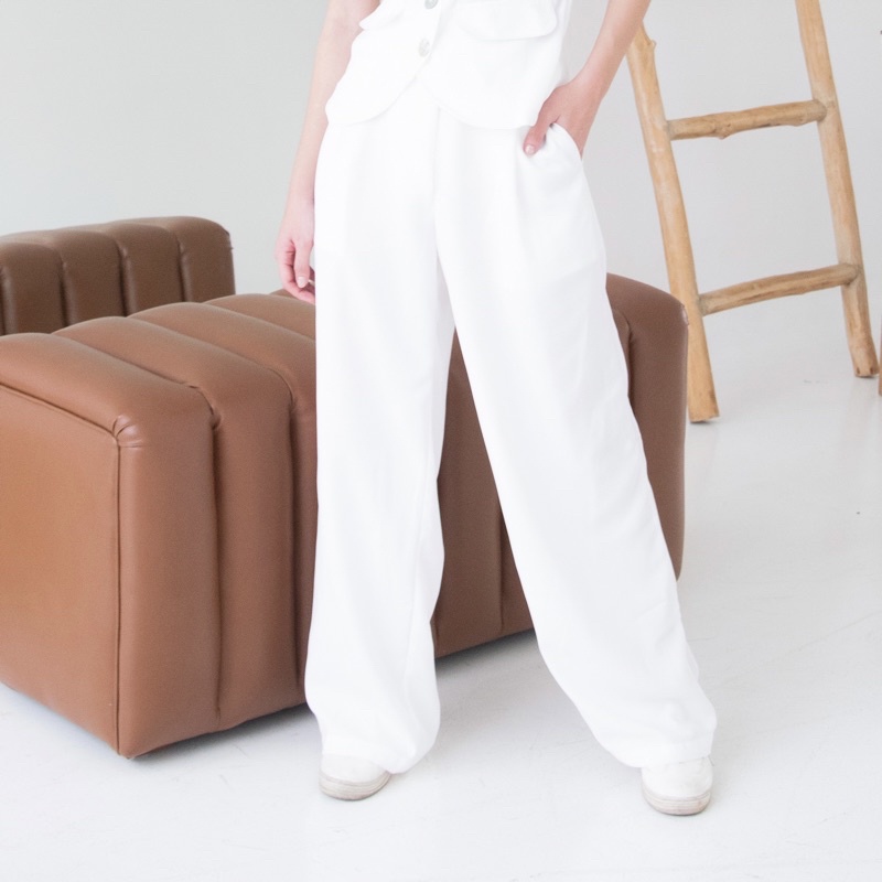 eleanore vest set (dijual terpisah)-Celana Putih