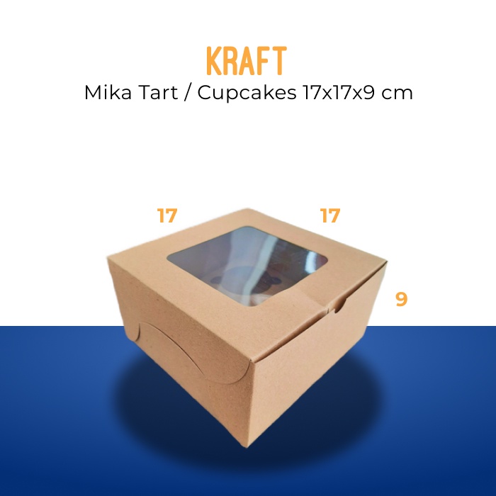 

Kotak Kue Kraft ( 17 x 17 cm - 5 pcs ) Sekat 4 Mika Cupcake Muffin Box Tart Cake