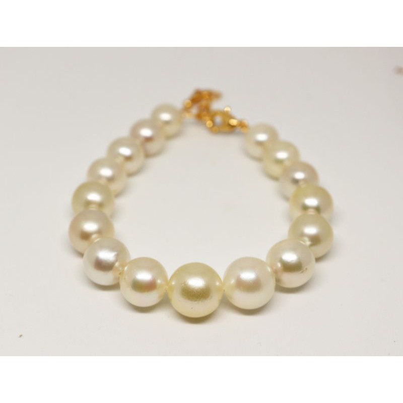 Gelang Full Mutiara laut Putih grade A Super 20,300gram lengkap surat emas dan sertifikat