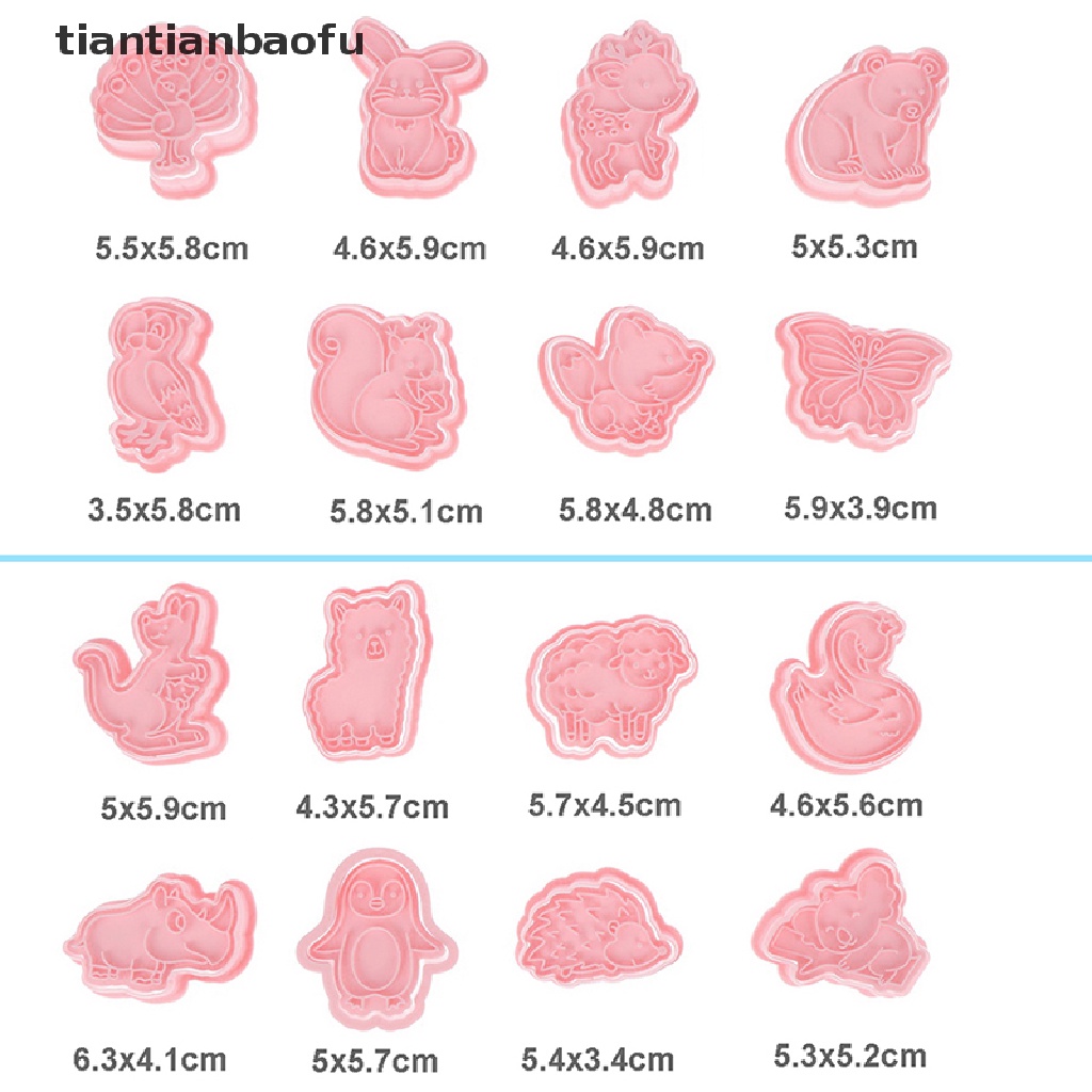 8 Pcs Cetakan Kue / Biskuit Bentuk Kartun Hewan Hutan 3D Model Tekan