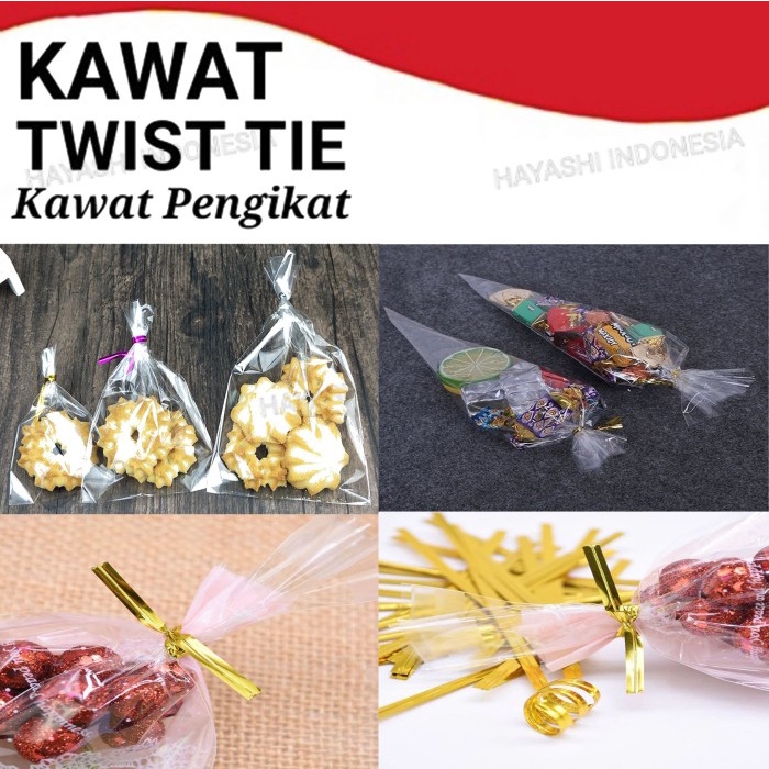 Twist Tie Kawat 8 cm Pengikat Bingkisan, Roti, Lolipop, Kado