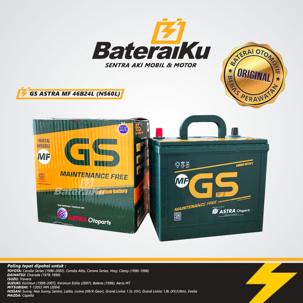 Aki Gs Astra NS60L Aki Kering Aki Mobil Livina, Evalia, Corolla, Karimun