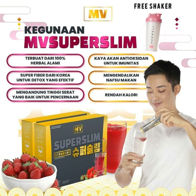 Fiber Drink MVSUPERSLIM Per 1 Box isi 15 Sachet Promo FREE Shaker Herwell * MV SuperSlim Super Slim 