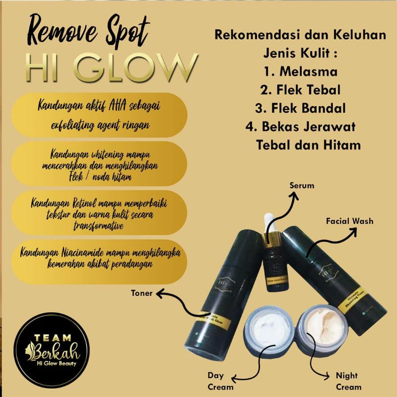PAKET HI GLOW REMOVE SPOT/untuk flek bandel,flek tebal susah hilang
