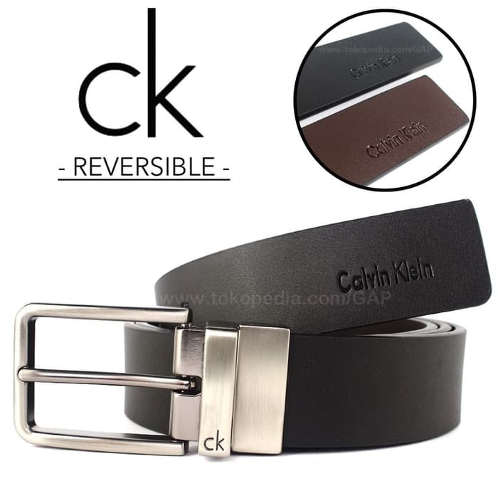 IKAT PINGGANG PRIA | GESPER SABUK KULIT REVERSIBLE CK 08 CK08 BLACK
