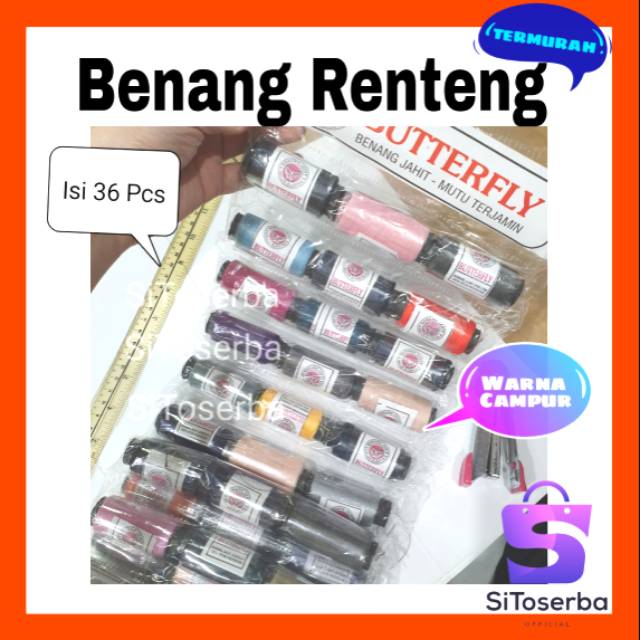 (750 PERAK-AN) 36 PCS BENANG JAHIT TANGAN RENTENG WARNA CAMPUR - BENANG BAJU KONVEKSI YAMALON