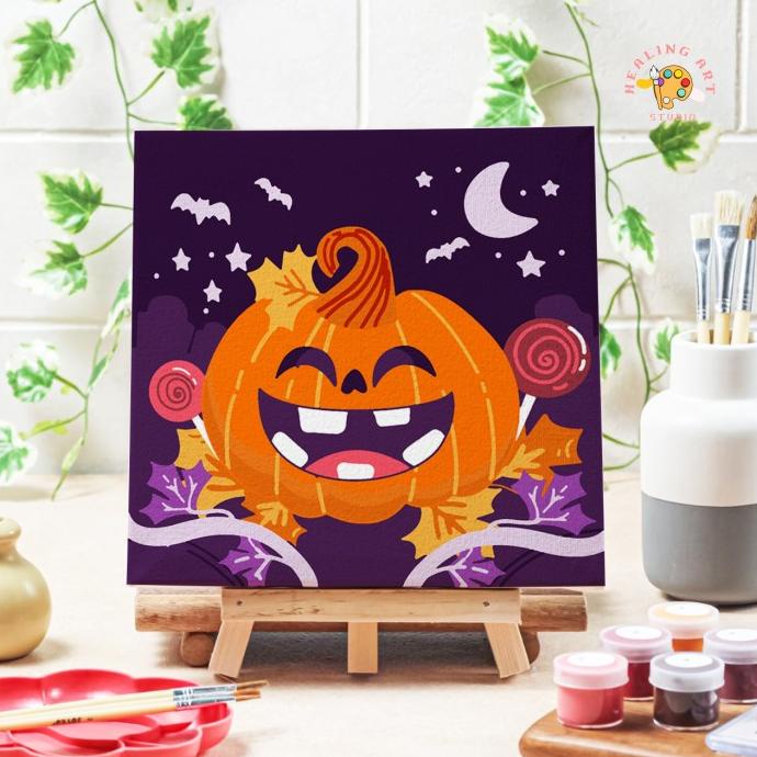 

~~~~~] Paint by number Halloween Pumpkin diy painting canvas 20x20 alat lukis