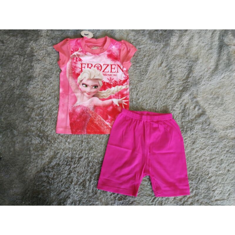 fashion girl - setelan pendek anak frozen elsa j2 short set 780