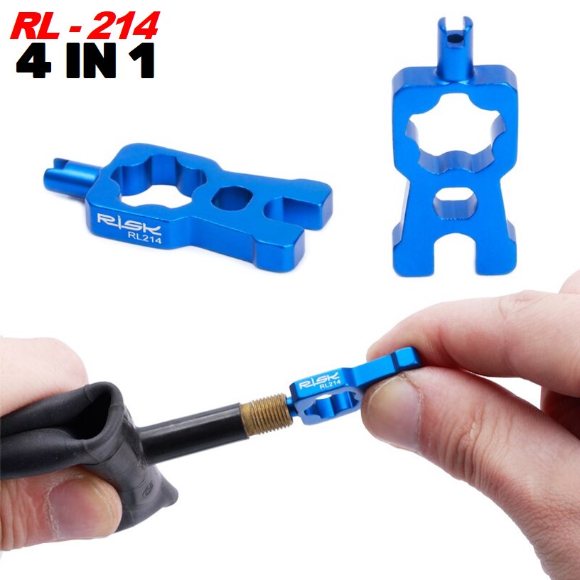 YGRETTE - RISK VALVE ADAPTER KEY Kunci Pas Sepeda Portable 4 in1 3 in 1Bike Valve Wrench Schrader Presta Repair Tools -