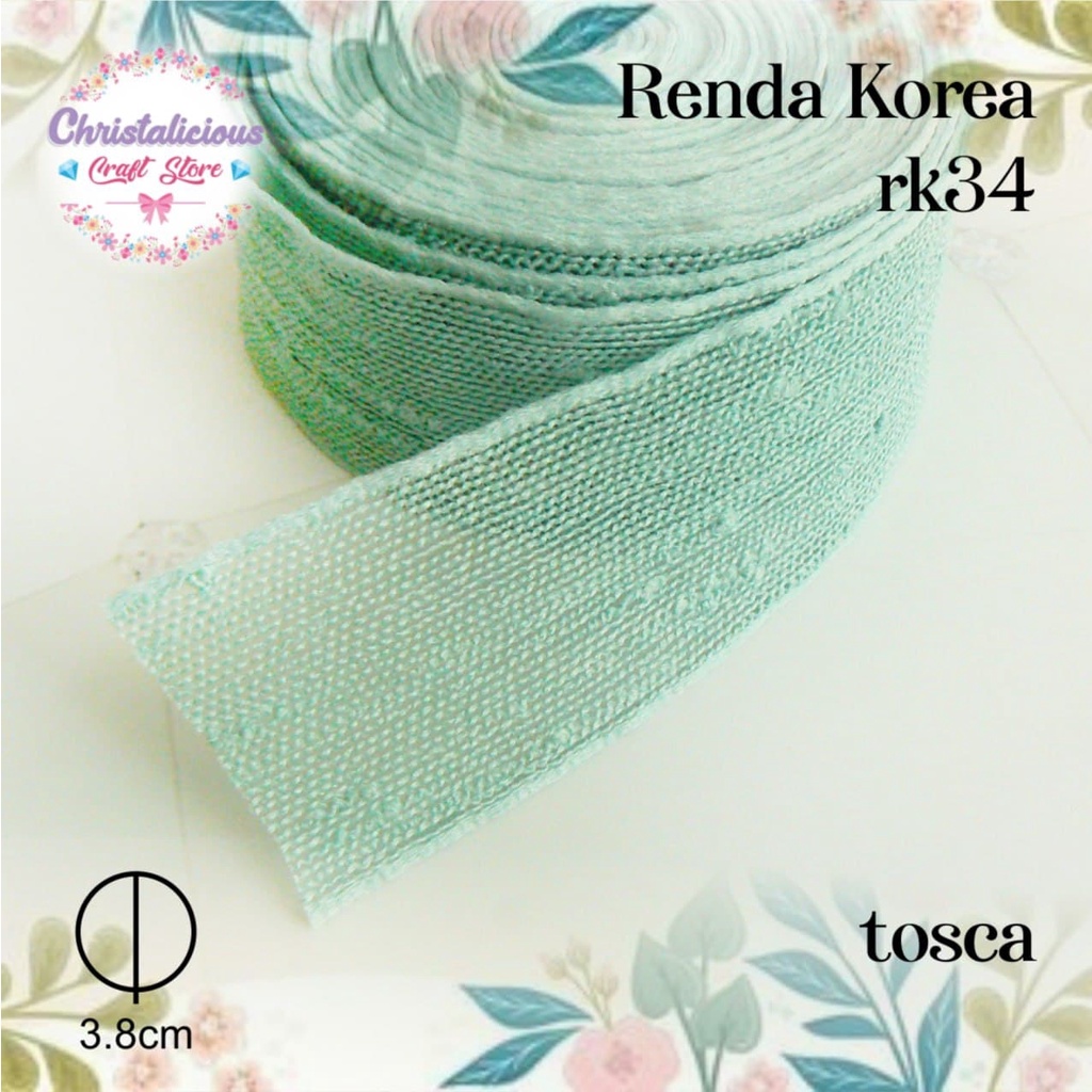 Renda korea RK 34, renda import untuk bahan craft, renda import lebar 4cm, pita import, pita korea, 