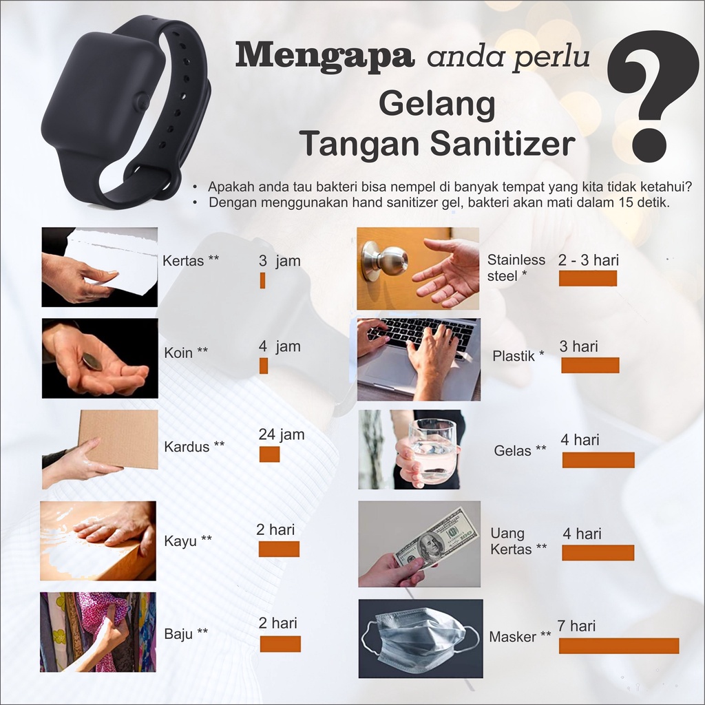 Gelang olahraga sanitizer band Gel Cair Silikon Sanitizer wristband elegant anak dewasa