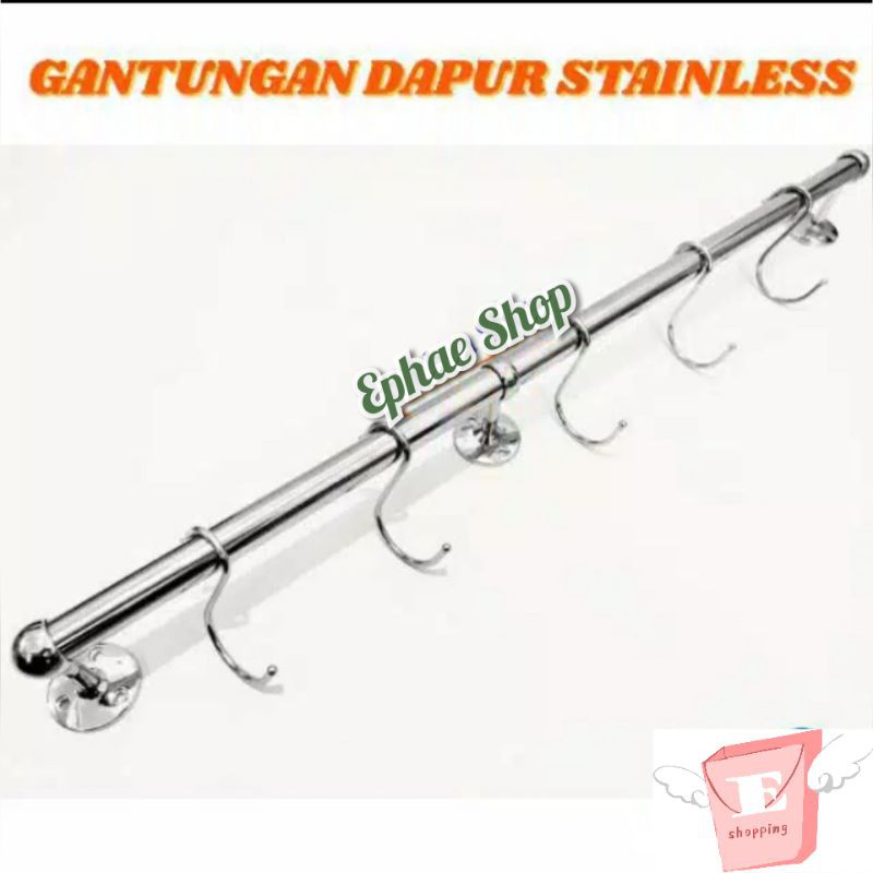 GANTUNGAN DAPUR PIPA STAINLESS PAKET D 150cm + HOOK S IMPORT / RAK DAPUR SERBAGUNA / FINTORP IKEA