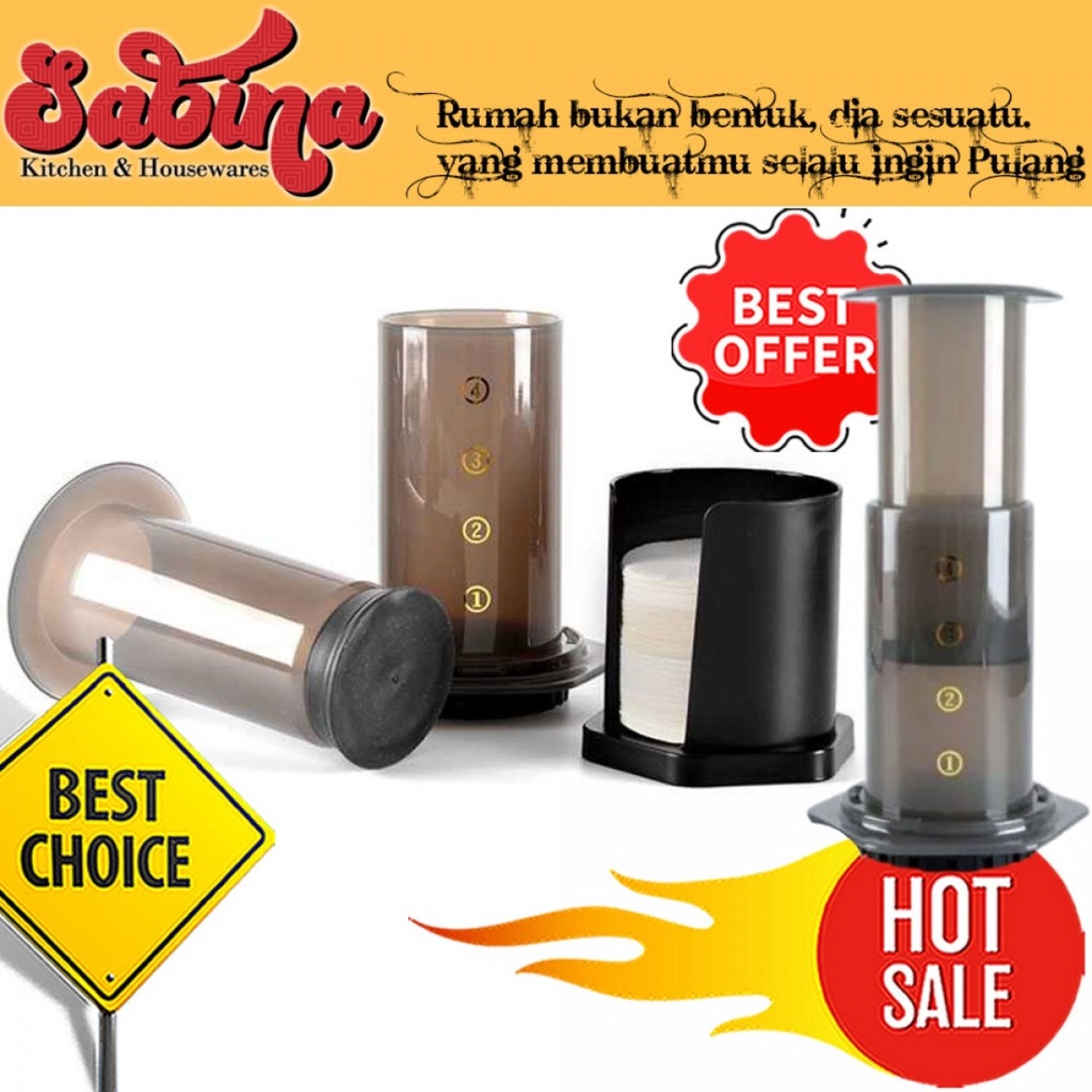 Set Pembuat Kopi Portable Travel Press Coffee Maker 350 Filter