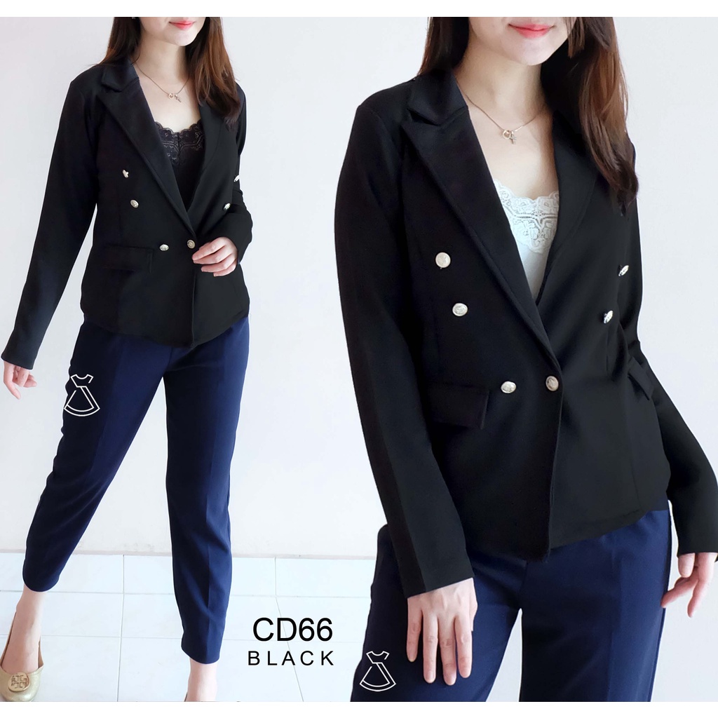 CD66 - Outer Blazer Wanita Basic Long Sleeves Scuba Stretch Korean Look