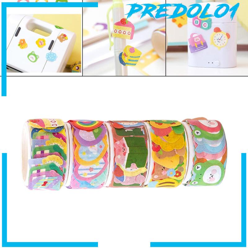 (Predolo1) 5 Rol / Set Stiker Kertas / Selotip Washi Motif Kartun Lucu Untuk Dekorasi Kartu / Scrapbook Diy
