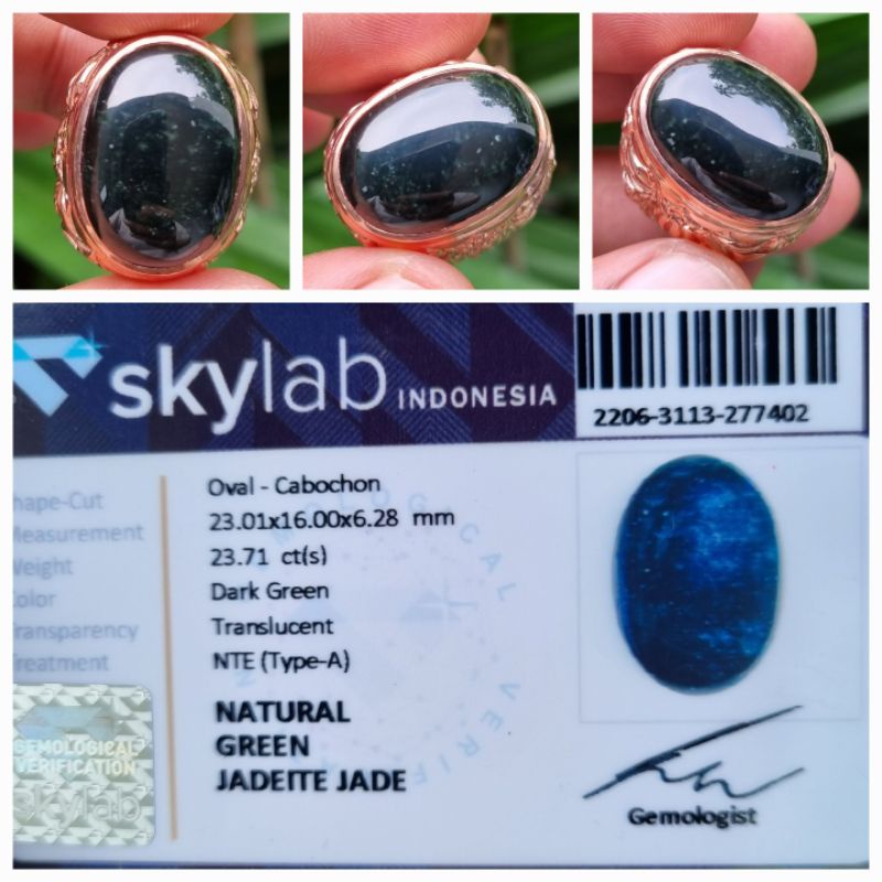 Natural Black Jade Giok Burma Myanmar Jadeite Jade Type A Memo 23.71 crt