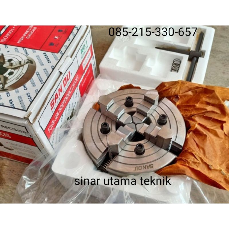 Chuck Bubut 10" 4 jaw K72-250 Independen SAN AU claw bubut 250mm kaki 4 gerak masing masing