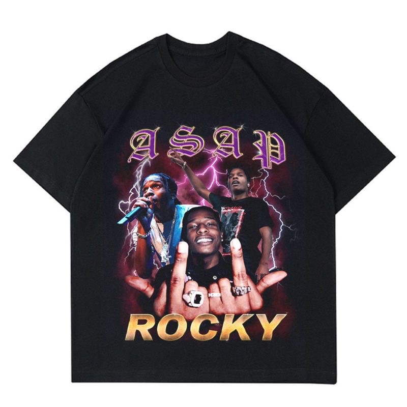 KAOS VINTAGE RAP Asap Rocky c BLACK | T-SHIRT RAP Asap Rocky | KAOS RAP Asap Rocky