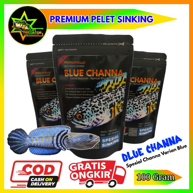 Pelet Blue Channa Sinking 100 Gram Original GFS