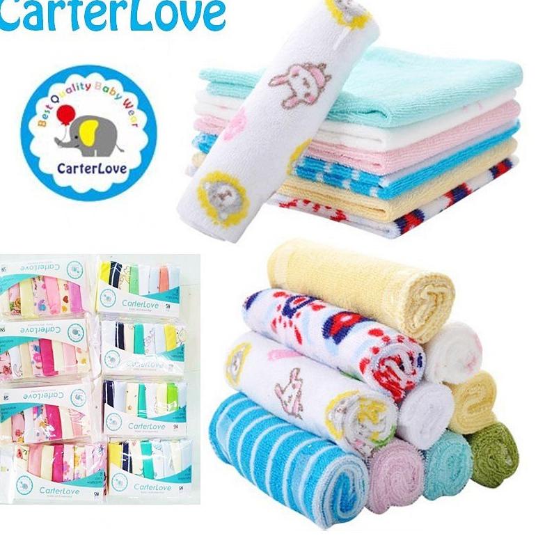 Model Terkini PLH Sapu Tangan Bayi/Washlap Bayi CarterLove isi (8 pcs) 35 Murah