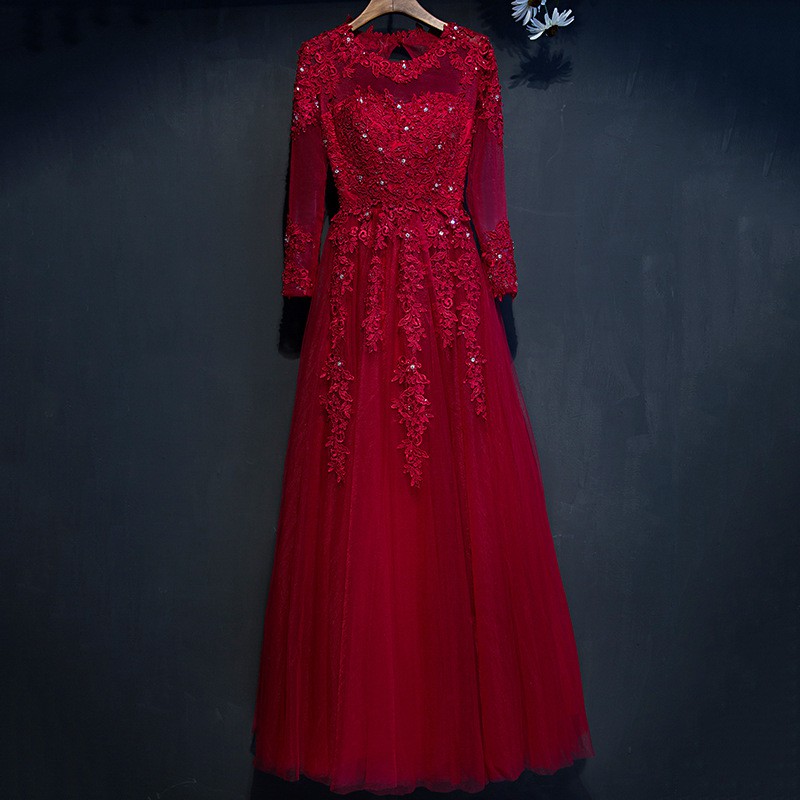 Gaun malam merah ati/merah marun midi dresses