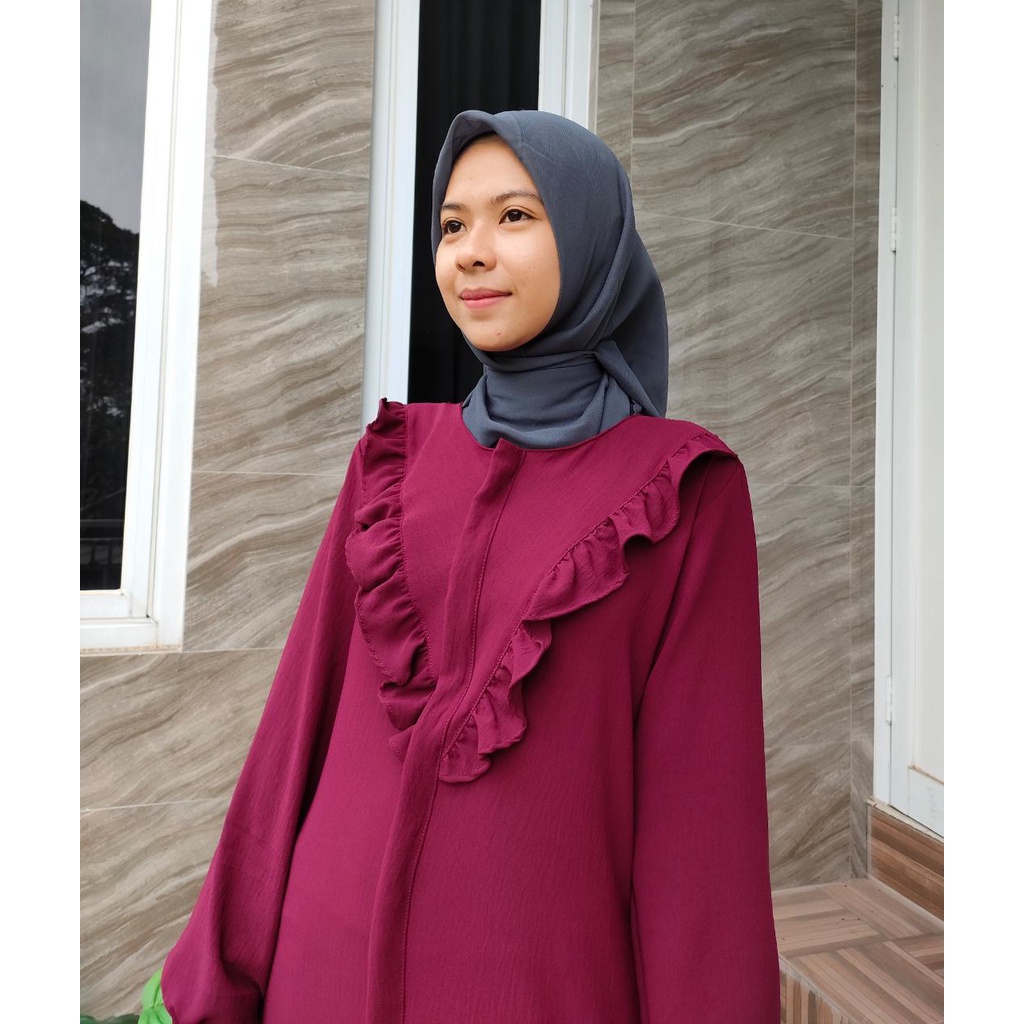 Gamis Livy Crinkle Airflow / Gamis Crinkle Rumbai Depan / Gamis Crinkle Premium