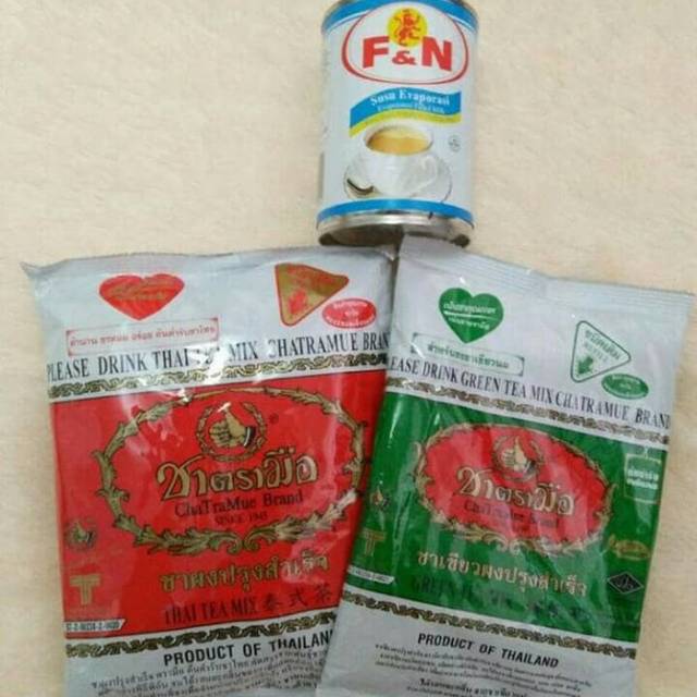 Paket 3 in 1 chatramue original thai tea + green tea + susu FN