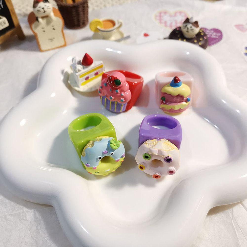 Mxbeauty Korea Cincin Wanita Es Krim Lucu Strawberry Jari Cincin Gadis Hadiah Perhiasan Hadiah Gadis Resin Rings