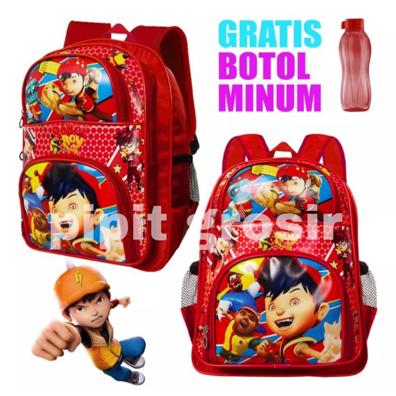 TAS SEKOLAH  ANAK LAKI LAKI MOTIF BOBOIBOY GRATIS BOTOL MINUM