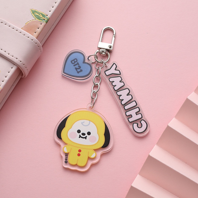 Gantungan Kunci Kartun Untuk Pria Dan Wanita BTS BT21 Lovely Car Bag Doll Pendant Key Chain Gantungan Kunci