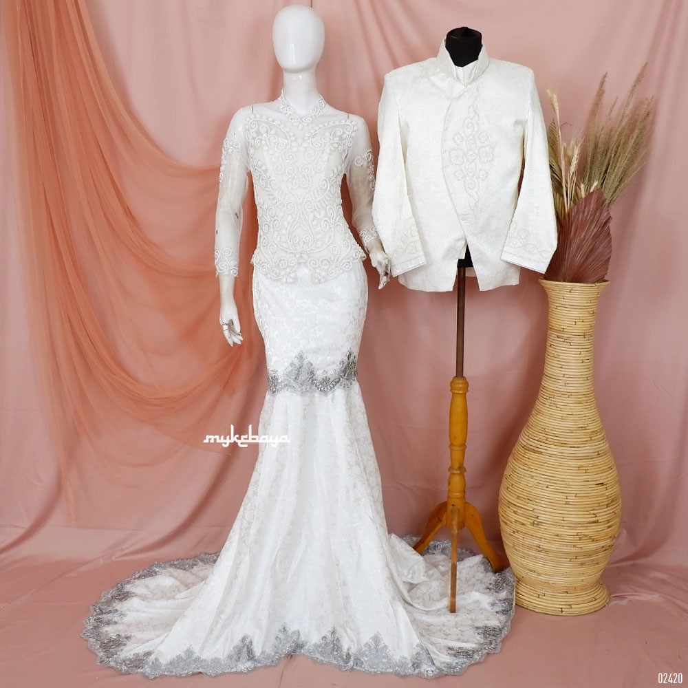 KEBAYA PENGANTIN EKOR DUYUNG MODERN KEBAYA AKAD BROKAT KEBAYA PENGANTIN PUTIH BEST SELLER
