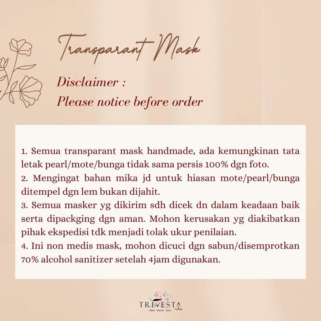 Masker Mika untuk wedding/pengantin - tipe A