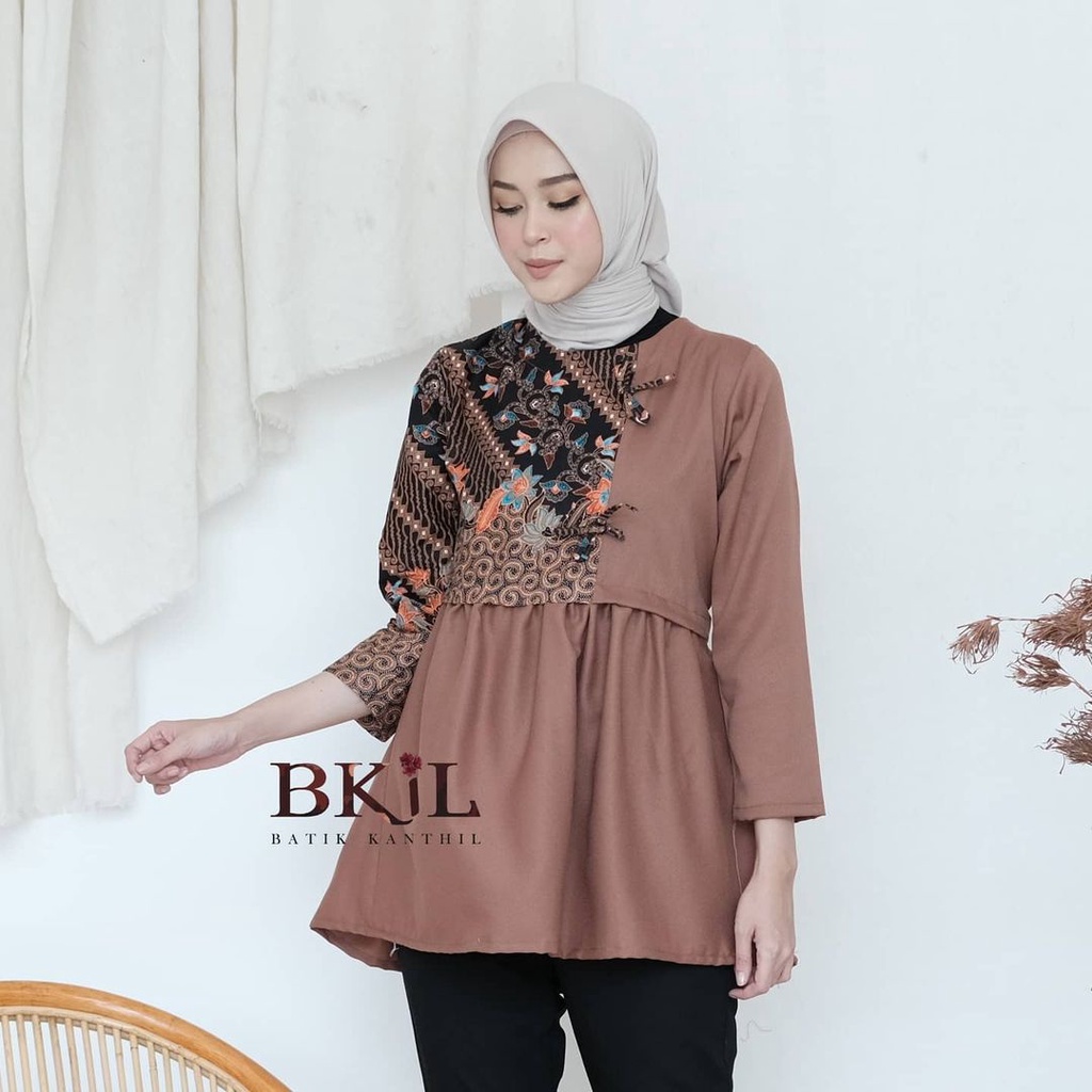 tey-17 Batik wanita ASJ SA HRB026 Kenongo Kemeja Tosca Pendek-1
