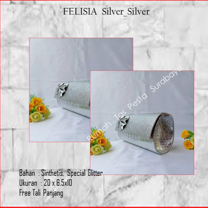 Tas Lucu,Tas Murah,Tas Mewah,FELISIA  PITA SAMPING Silver_Silver