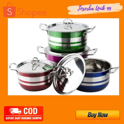 Panci Set Warna 18/24 M-226 Cookware Set 4 In 1 Panci Stainless Warna
