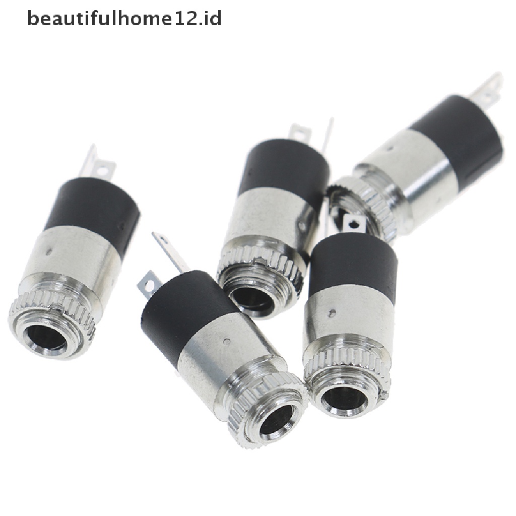 【beautifulhome12.id】 5Pcs Silver PJ392 3.5mm Stereo Female Audio Headphone Connector Jack Socket Plug .