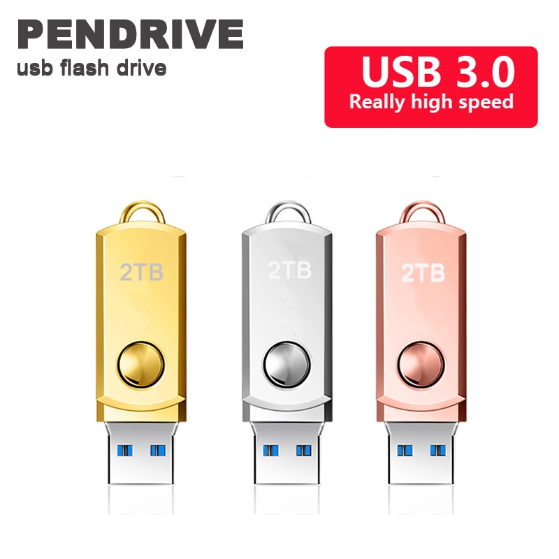 Flash disk USB 3.0 Kecepatan Tinggi 2TB 1TB Bahan Metal + Adaptor Micro