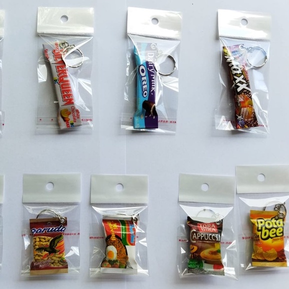 GANCI + PLASTIK Gantungan Kunci Unik Lucu Miniatur Snack Makanan Minuman Custom Lucu Souvenir Pesta Pernikahan Keren-6