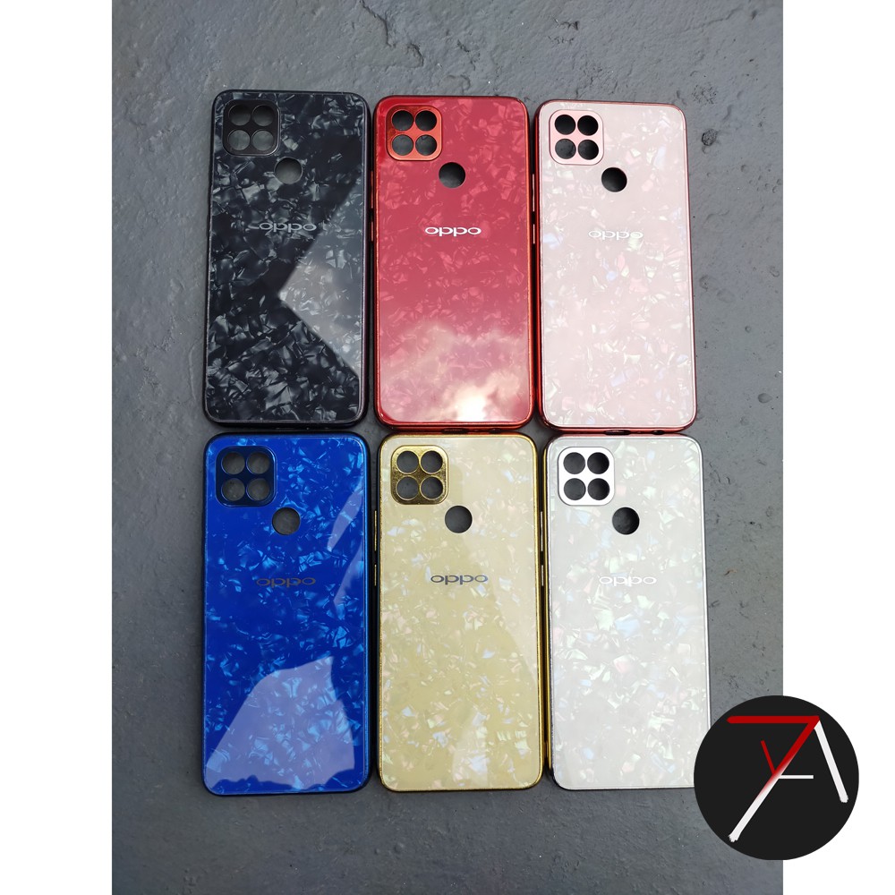 Oppo A15 Shiny Tempered Shell Shining Chrome Diamond Glass Hard Case Cover Casing