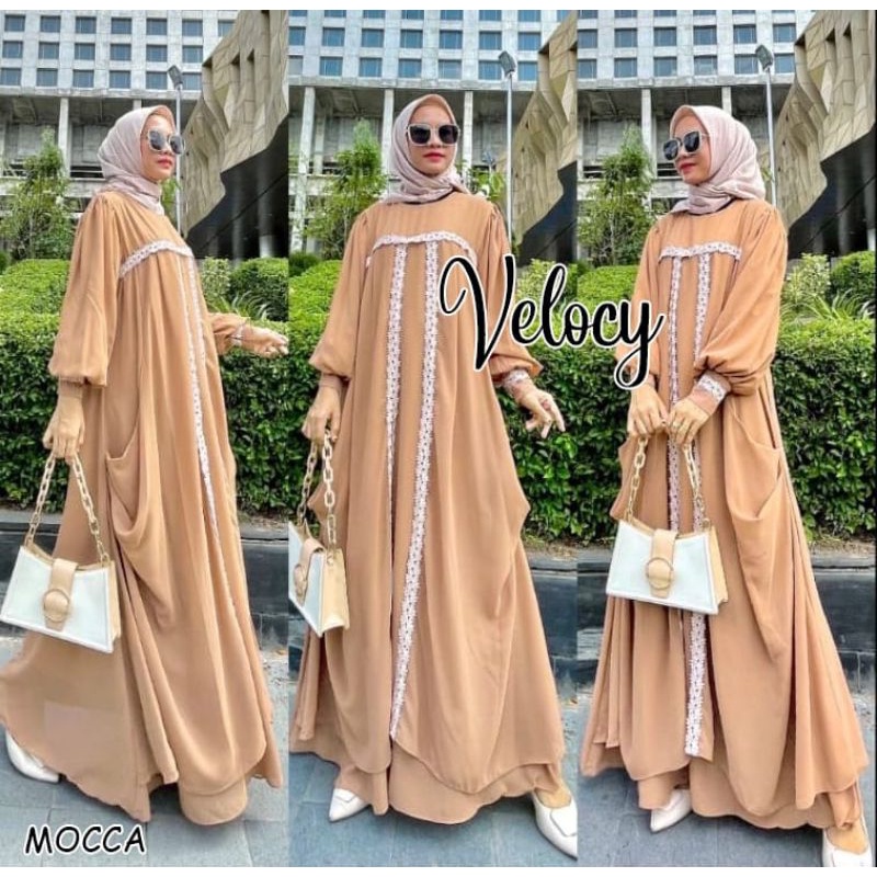 VELOCY gamis pesta mewah gaun walimatul bridemaid seragam lebaran casual gamis