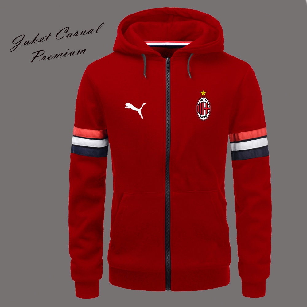 Terbaru Hoodie Kupluk Ac Milan Tebal / Hoodie Distro Pria Wanita /Jaket Hoodie Pria Bahan Adem Lembu